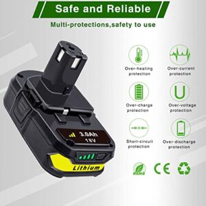 DTK 2Packs 3.0Ah Battery Replacement for Ryobi 18V ONE+ Battery P104 P105 P102 P103 P107 18V Lithium Battery