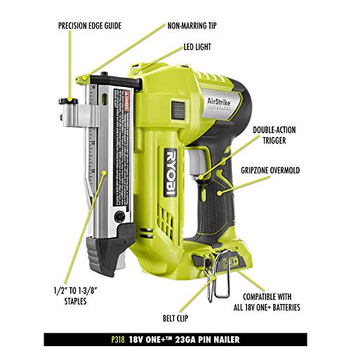 Ryobi 18-Volt ONE+ Lithium-Ion Cordless AirStrike 23-Gauge 1-3/8 inch Headless Pin Nailer (Tool Only)