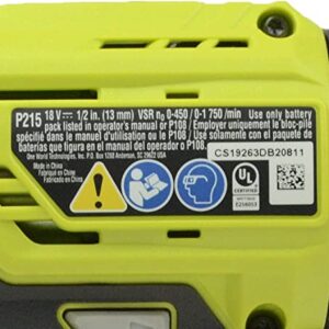 RYOBI 18-Volt Cordless 1/2 in. Drill/Driver - (Bare Tool, P215) (Renewed)