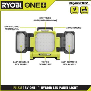 RYOBI ONE+ 18V Cordless Hybrid LED Panel Light (Tool Only) - PCL631B