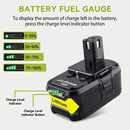 THISSENERGYSYSTEM THISS 4Pack 6.0Ah Replacement for Ryobi 18V Lithium Battery P108 P100 P102 P103 P104 P105 P107 P109 Compatible with18-Volt Ryobi