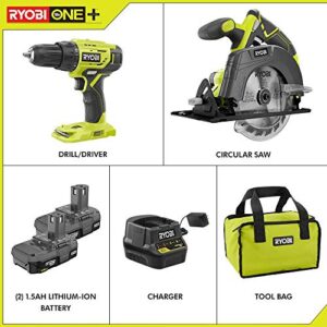 Ryobi P1816 18V Drill and Circular Saw Starter Kit with Two 1.5Ah Batteries and Charger