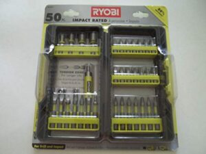 ryobi 50 piece impact rated driving bits with dock-it collection storage solution (packaging may vary)
