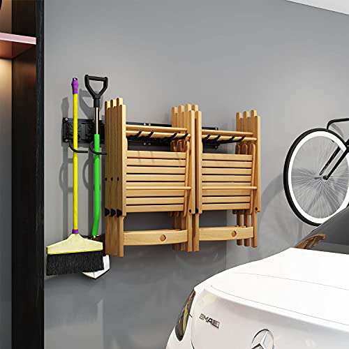 Godboat Garage Storage, Ski Garage Organization, Garden Tool Organizer, Mop & Broom Holder Wall Mount, Yard Tools Hanger, Corner Shelves with Rake & Shovel Rack, Garage Gifts for Men, Max Load 550lbs