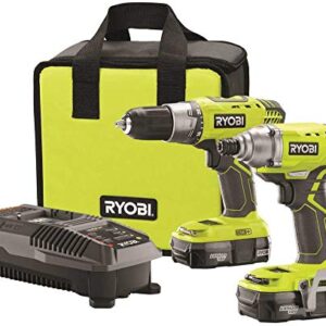 RYOBI P1832 18V One+ Handheld Drill/Driver and Impact Driver Kit (6 Piece Bundle, 1x P277 Drill / Driver, 1x P235 Impact Driver, 1x P118 Dual Chemistry Charger, 2x P102 18V Batteries, 1x Tool Bag)