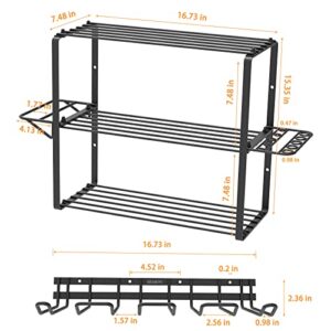 ZEAKOC Power Tool Organizer, 4 Layers Heavy Duty Drill Holder Wall Mount,Metal Tool Hangers Utility Storage Shelves for Power Tools,Separate Tool Rack Christmas Gift for Men Dad