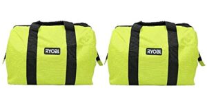 (2) ryobi green wide mouth collapsible genuine oem contractor’s bags w/full top single zipper action