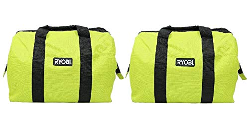 (2) Ryobi Green Wide Mouth Collapsible Genuine OEM Contractor’s Bags w/Full Top Single Zipper Action