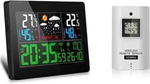 youook weather station wireless indoor outdoor multiple sensors, digital atomic clock weather thermometer, temperature humidity monitor forecast weather stations with backlight