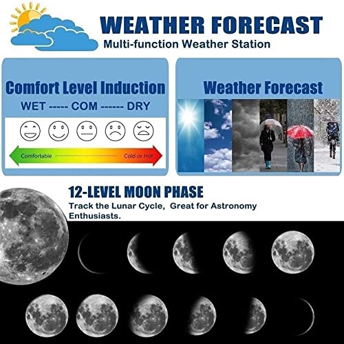 XARONF Weather Stations Indoor Outdoor Weather Station, Home Weather Station with Atomic Clock, Indoor Outdoor Humidity Thermometer Monitor Digital Forecast Weather Stations