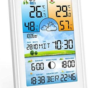 Odekai Weather Station Indoor Outdoor Thermometer,Digital Vertical Weather Forecaster with Indoor/Outdoor Temperature, Humidity, and Date and Time,Weather Station with Display and Atomic Clock