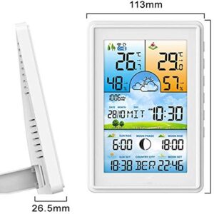 Odekai Weather Station Indoor Outdoor Thermometer,Digital Vertical Weather Forecaster with Indoor/Outdoor Temperature, Humidity, and Date and Time,Weather Station with Display and Atomic Clock