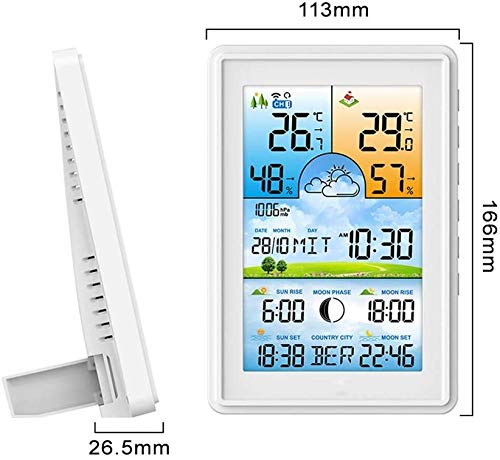 Odekai Weather Station Indoor Outdoor Thermometer,Digital Vertical Weather Forecaster with Indoor/Outdoor Temperature, Humidity, and Date and Time,Weather Station with Display and Atomic Clock