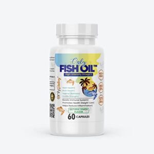 High-Intensity Omega 3 Fish Oil | Fatty Acid Supplement | with EPA and DHA | Potent Dose of Omega 3 | for Brain Health, Joints, Skin and Immune Support | Natural Lemon Flavor | Double Strength