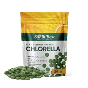 chlorella tablets mega-pack 1000 tablets cracked cell, raw, non-gmo. 100% pure chlorella pyrensoidosa. green superfood. high protein, chlorophyll & nucleic acids. no preservatives or fillers
