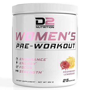 pre workout for women – raspberry lemonade – energy for working out – high endurance – best pre workout for girls 25 servings (raspberry lemonade)