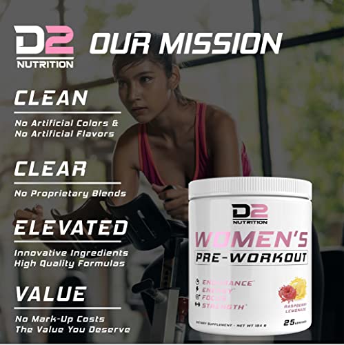 Pre Workout for Women - Raspberry Lemonade - Energy for Working Out - High Endurance - Best Pre Workout for Girls 25 Servings (Raspberry Lemonade)