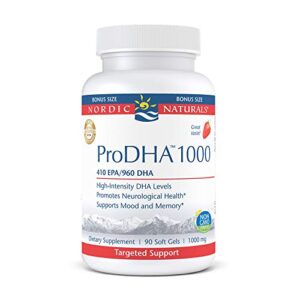 nordic naturals prodha 1000, strawberry – 90 soft gels – 1660 mg omega-3 – high-intensity dha formula for neurological health, mood & memory – non-gmo – 45 servings