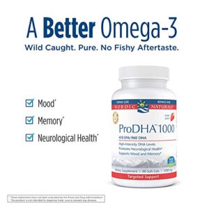 Nordic Naturals ProDHA 1000, Strawberry - 90 Soft Gels - 1660 mg Omega-3 - High-Intensity DHA Formula for Neurological Health, Mood & Memory - Non-GMO - 45 Servings