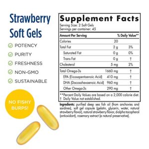 Nordic Naturals ProDHA 1000, Strawberry - 90 Soft Gels - 1660 mg Omega-3 - High-Intensity DHA Formula for Neurological Health, Mood & Memory - Non-GMO - 45 Servings