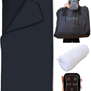 REVIIV Far Infrared Sauna Blanket with Insert Towel - v2.0 New & Improved! Low EMF Longer Cable | Portable Infrared Saunas for Home Therapy, Detox - Infared Blanket Sauna 85–185 °F Temp Range