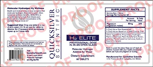 Quicksilver Scientific H2 Elite Tablets - Molecular Hydrogen Water Additive for Energy + Metabolism Support, Perfect for Open Containers - High-Dose Antioxidant Hydrating Drink (60 Dissolving Tablets)