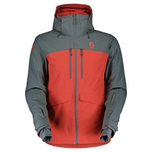 scott ultimate dryo snow jacket (grey green/magma red, xlarge) 2022/23