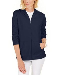 karen scott women’s zip front hoodie blue size large