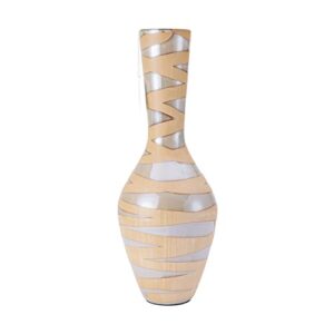 scott living ceramic striped vase, for use with faux or dried flowers, 6.69×6.69×18.11 inch