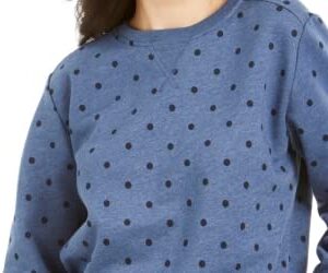 Karen Scott Women's Printed Fleece Sweatshirt Blue Size Petite Small