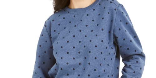 Karen Scott Women's Printed Fleece Sweatshirt Blue Size Petite Small