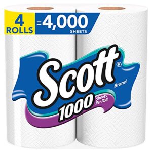 scott 1000 sheets per roll toilet paper, 4 rolls, bath tissue