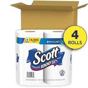 Scott 1000 Sheets Per Roll Toilet Paper, 4 Rolls, Bath Tissue