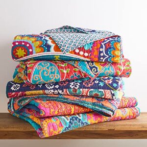 Levtex Home - Mackenzie Quilt Set - Full/Queen Quilt (88x92in.) + Two Standard Pillow Shams (26x20in.) - Bohemian - Teal, Orange, Yellow, Green, Blue - Cotton Fabric