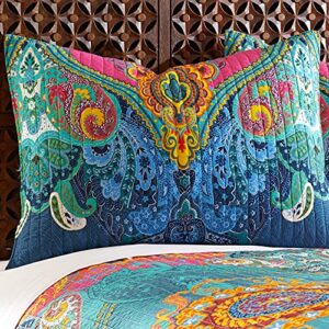 Levtex Home - Mackenzie Quilt Set - Full/Queen Quilt (88x92in.) + Two Standard Pillow Shams (26x20in.) - Bohemian - Teal, Orange, Yellow, Green, Blue - Cotton Fabric