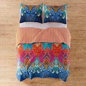 Levtex Home - Mackenzie Quilt Set - Full/Queen Quilt (88x92in.) + Two Standard Pillow Shams (26x20in.) - Bohemian - Teal, Orange, Yellow, Green, Blue - Cotton Fabric