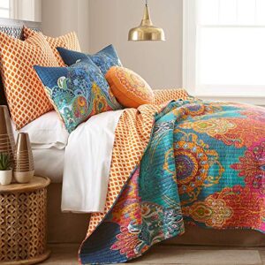 Levtex Home - Mackenzie Quilt Set - Full/Queen Quilt (88x92in.) + Two Standard Pillow Shams (26x20in.) - Bohemian - Teal, Orange, Yellow, Green, Blue - Cotton Fabric