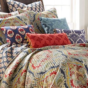 Levtex Home - Moreno Quilt Set - Full/Queen Quilt + Two Standard Pillow Shams - Traditional Damask - Red, Blue, Grey, Gold, Teal - Quilt (88x92in.) and Pillow Shams (26x20in.) - Reversible - Cotton