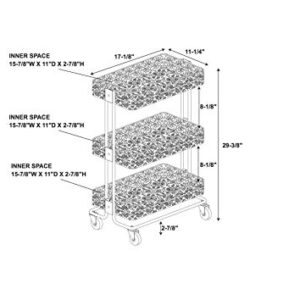 Linon Cream Three Tier Metal Rolling Melissa Cart, 29.5" x 17" x 11"