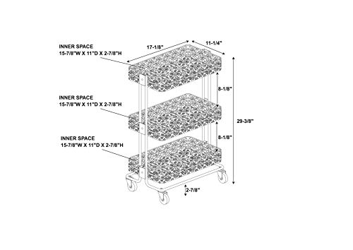 Linon Cream Three Tier Metal Rolling Melissa Cart, 29.5" x 17" x 11"