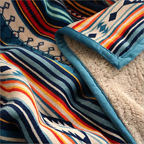 UKELER Flannel Sherpa Throw 60'' x 50''- Bohemian Soft Plush Flannel Blanket Throws for Bed/Couch/Sofa/Office/Camping