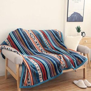 UKELER Flannel Sherpa Throw 60'' x 50''- Bohemian Soft Plush Flannel Blanket Throws for Bed/Couch/Sofa/Office/Camping