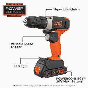 BLACK+DECKER 20V MAX* Cordless Drill, Cordless (BCD702C1)