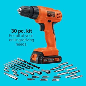 BLACK+DECKER 20V MAX* POWERECONNECT Cordless Drill/Driver + 30 pc. Kit (LD120VA)