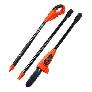 black+decker 20v max pole saw for tree trimming, cordless, with extension up to 14 ft., bare tool only (lpp120b)