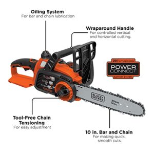 BLACK+DECKER 20V Max Cordless Chainsaw, 10-Inch, Tool Only (LCS1020B)