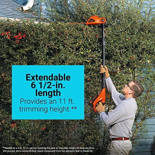 BLACK+DECKER 20V MAX* POWERCONNECT 18 in. Cordless Pole Hedge Trimmer, Tool Only (LPHT120B)