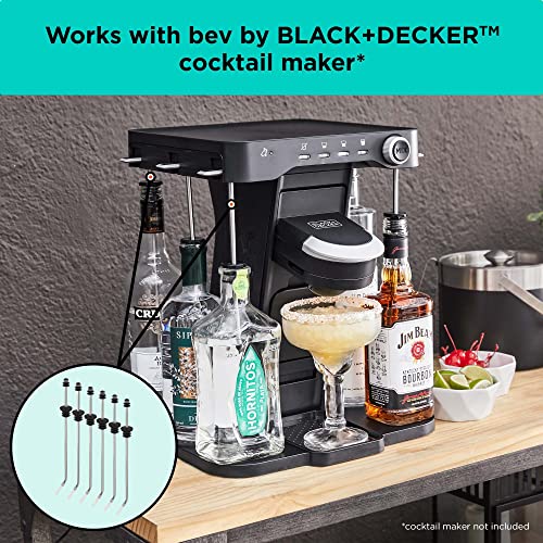 bev by BLACK+DECKER Cocktail Maker Replacement Dispenser Straws, Stainless Steel, Dishwasher Safe, 6 Pack (BEST106​)