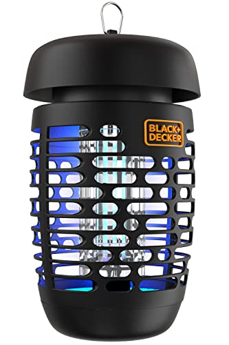 BLACK+DECKER Bug Zapper Electric Lantern with Insect Tray, Cleaning Brush, Light Bulb & Waterproof Design for Indoor & Outdoor Flies, Gnats & Mosquitoes Up to 625 Square Feet