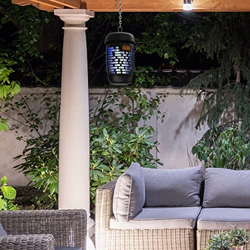BLACK+DECKER Bug Zapper Electric Lantern with Insect Tray, Cleaning Brush, Light Bulb & Waterproof Design for Indoor & Outdoor Flies, Gnats & Mosquitoes Up to 625 Square Feet